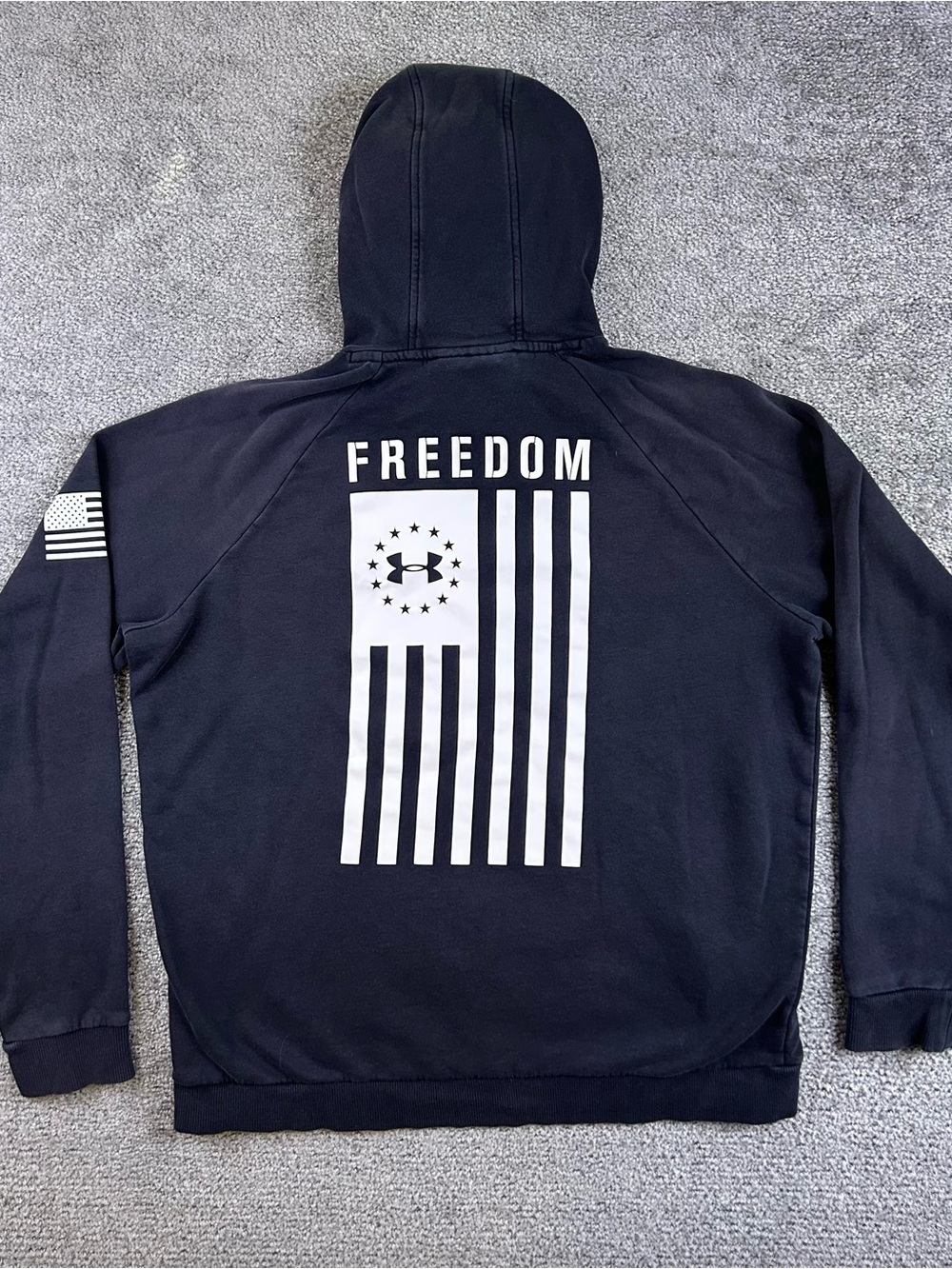 Under Armour ‘Freedom’ Flag Hoodie Sweatshirt Mens Large Black Fleece ColdGear